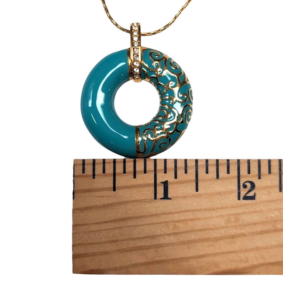 Camrose & Kross JBK Jacqueline Kennedy Necklace Turquoise Enamel Gold Tone COA - Picture 13 of 15